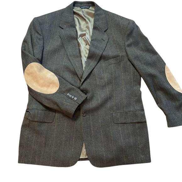 EVAN PICONE MEN’S BLAZER Wool Tweed Sports Coat Leather Elbow Patches Size 44R - Picture 4 of 13